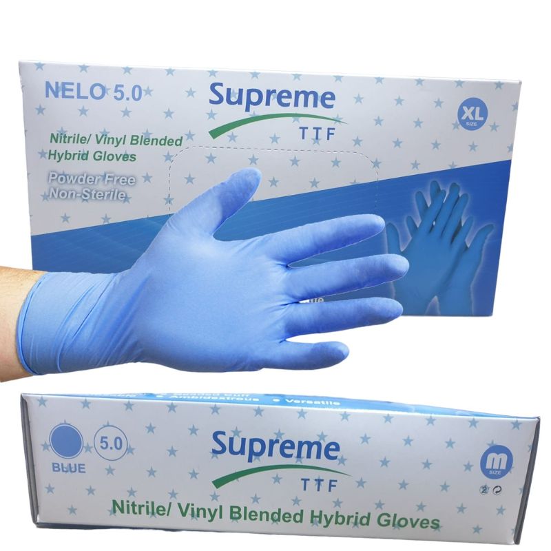 Blue Disposable Nitrile Glove worn