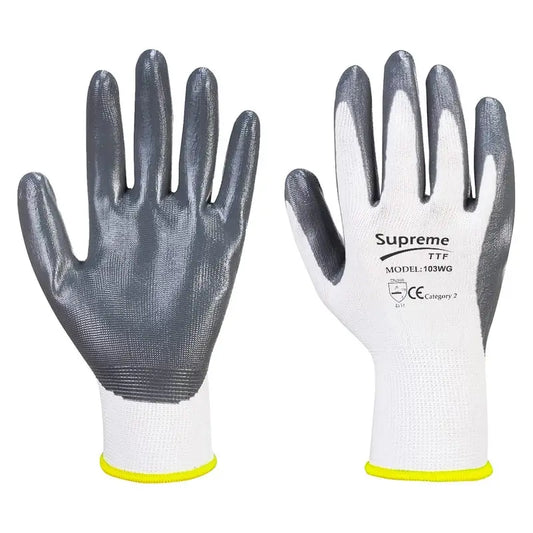 Nitrile Coated White/Grey Work Glove
