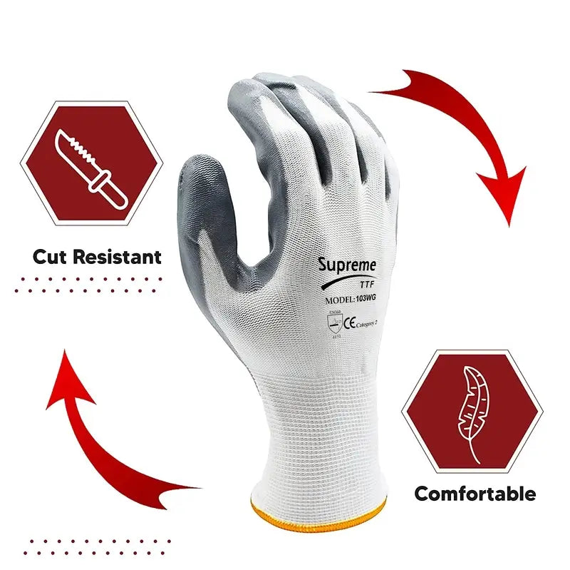 Nitrile Coated White/Grey Work Glove