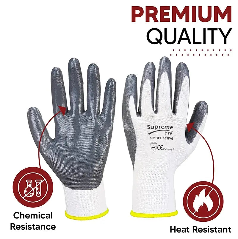 Nitrile Coated White/Grey Work Glove features