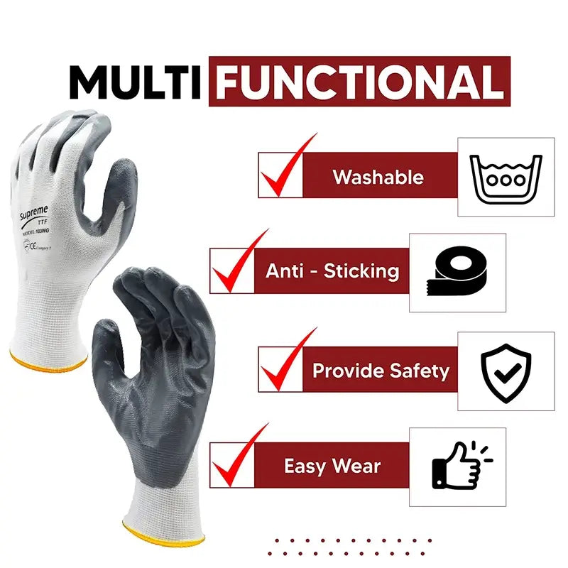 Nitrile Coated White/Grey Work Glove