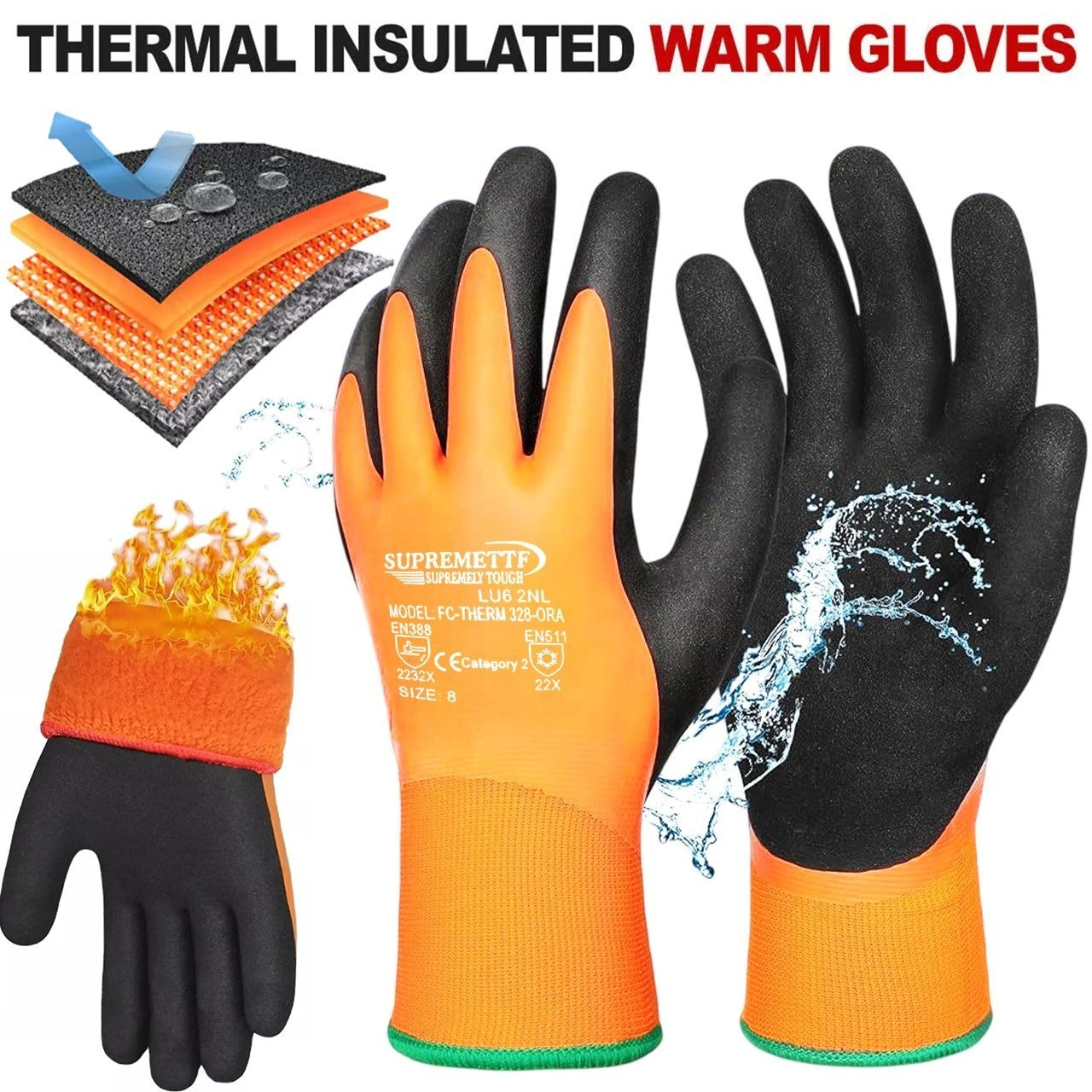 Orange Thermal Insulated Work Glove FC-THERM328