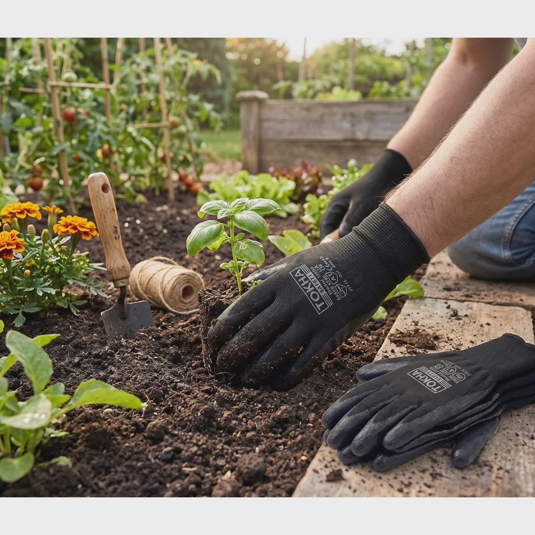 PU Coated Black Work Gloves — product video