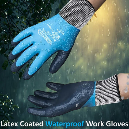 Waterproof Latex-Coated Work Gloves — product video