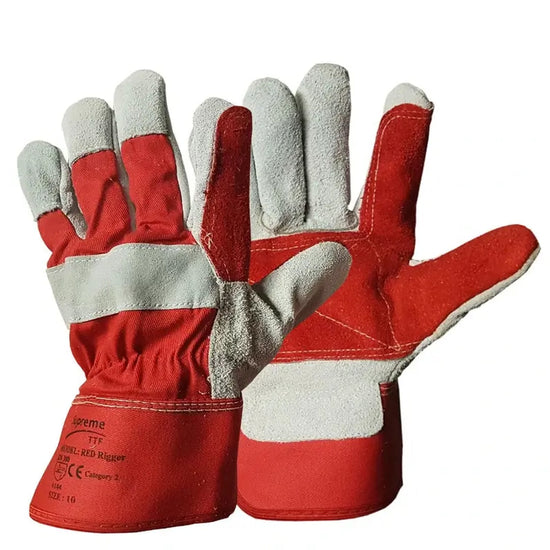 Split Leather Red Rigger Gloves — product video