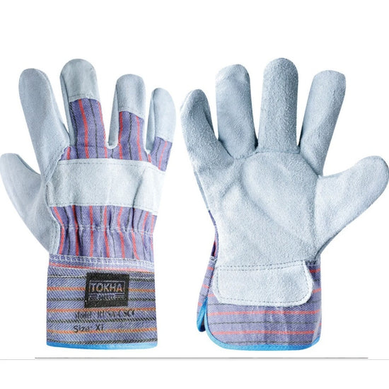 Split Leather Blue Texture Lining Rigger Gloves — product video