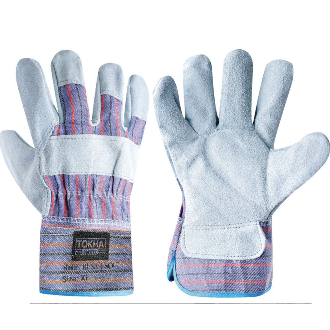 Split Leather Blue Texture Lining Rigger Gloves — product video