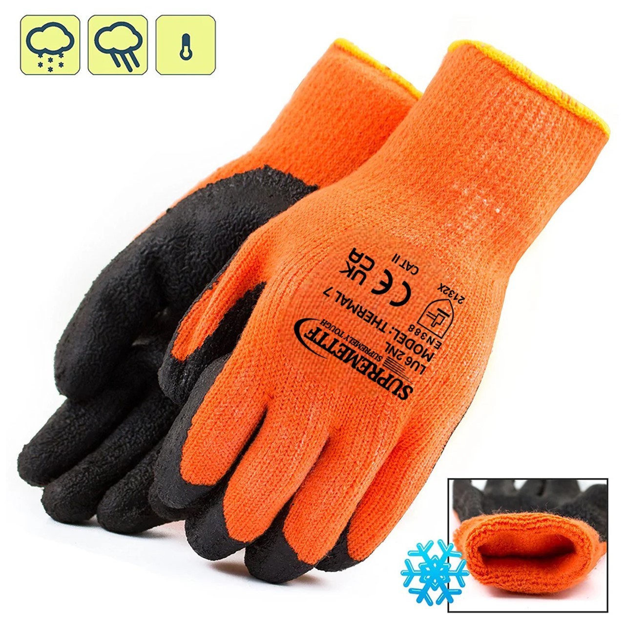 7-Gauge Fleece-Lined Latex Coated Winter Work Gloves