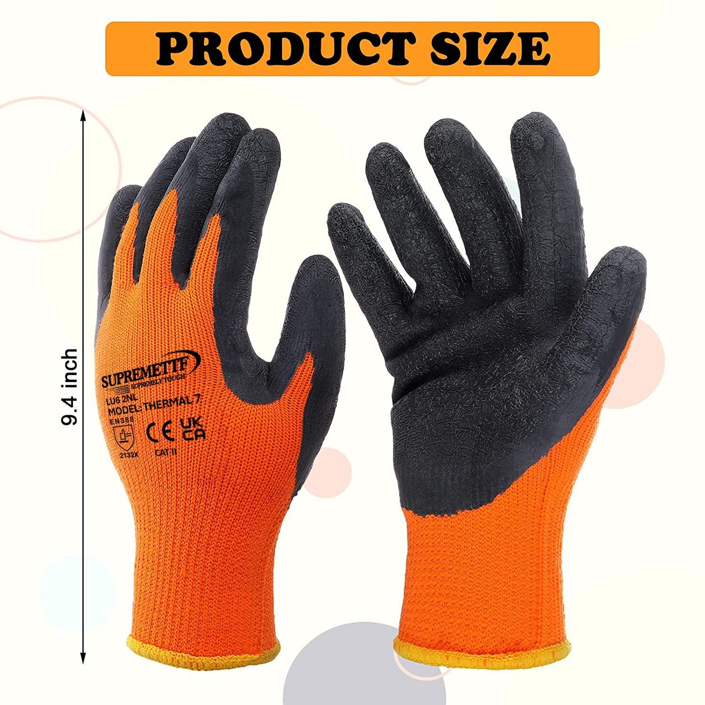 7-Gauge Fleece-Lined Latex Coated Winter Work Gloves