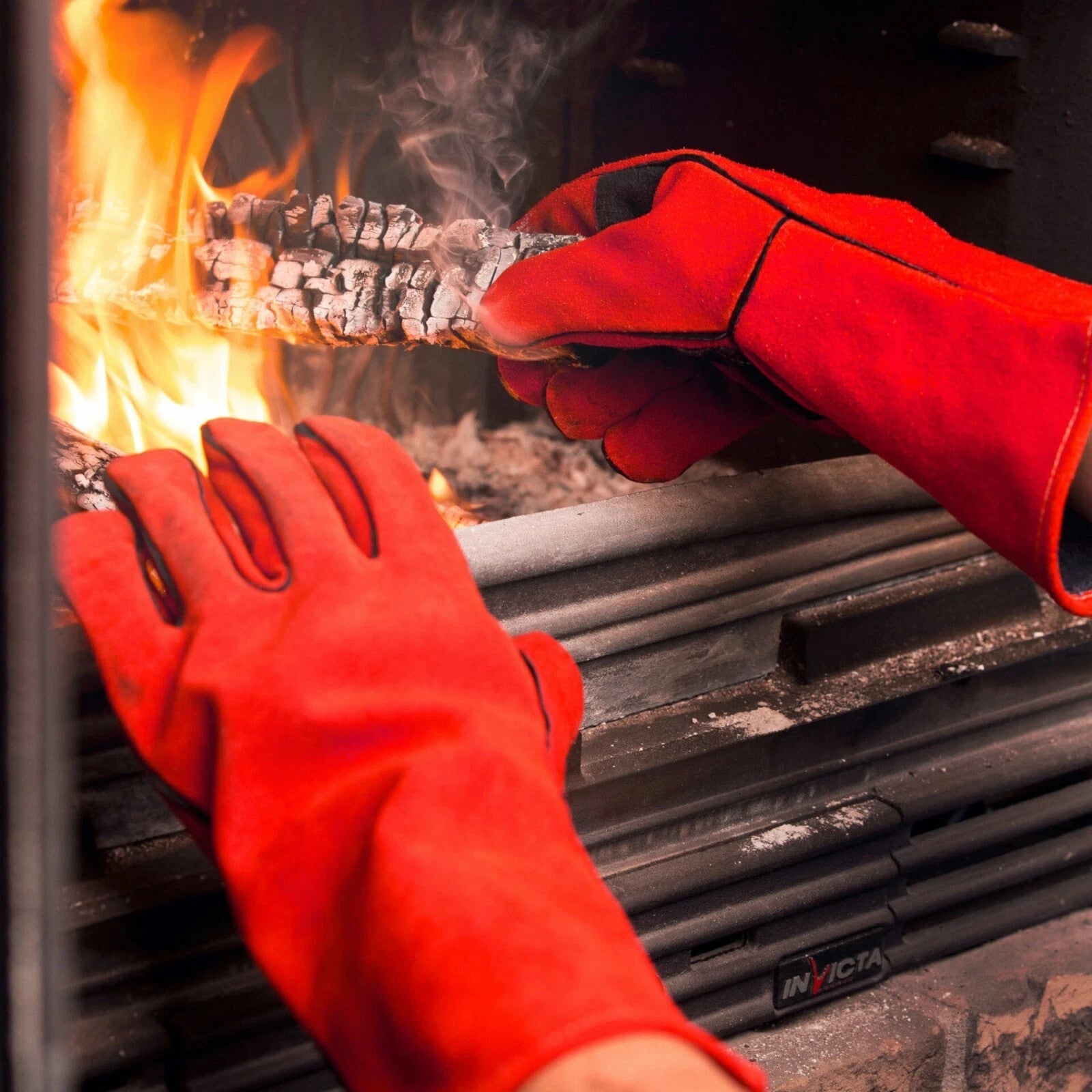 Welding Glove in use fireplace