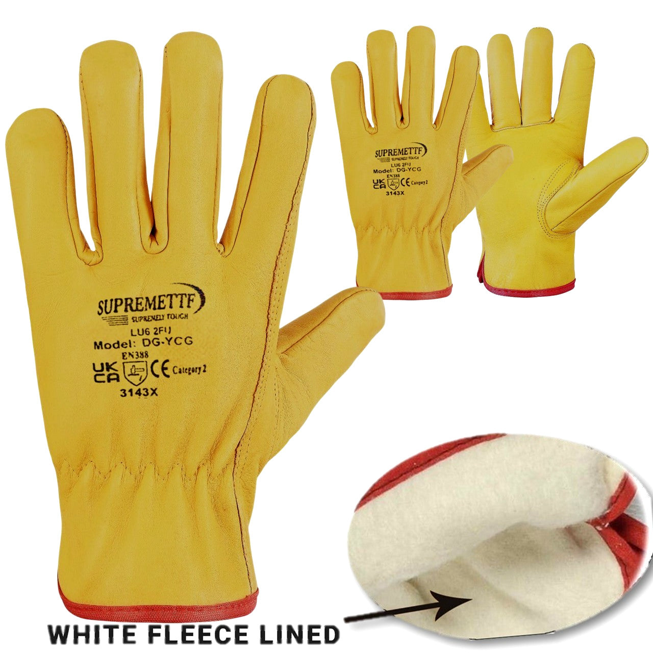 Yellow Driver Glove Fleece Lined